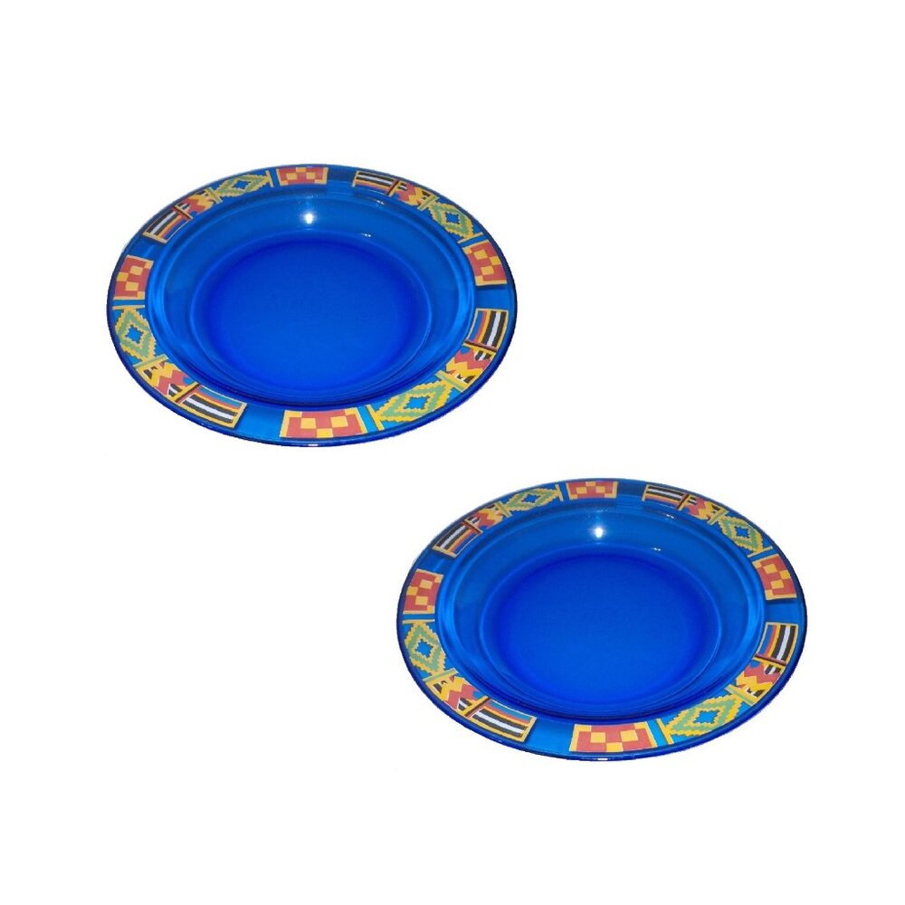 gently used 2 Avon Kente Cloth Inspired Majestic Cobalt Blue Salad Plates
